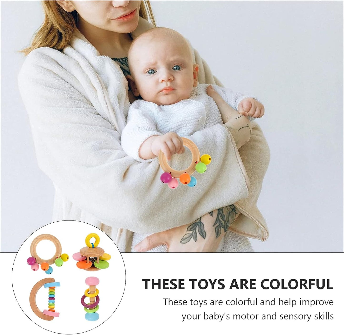 Montessori Wooden Rattles (4 Pack)