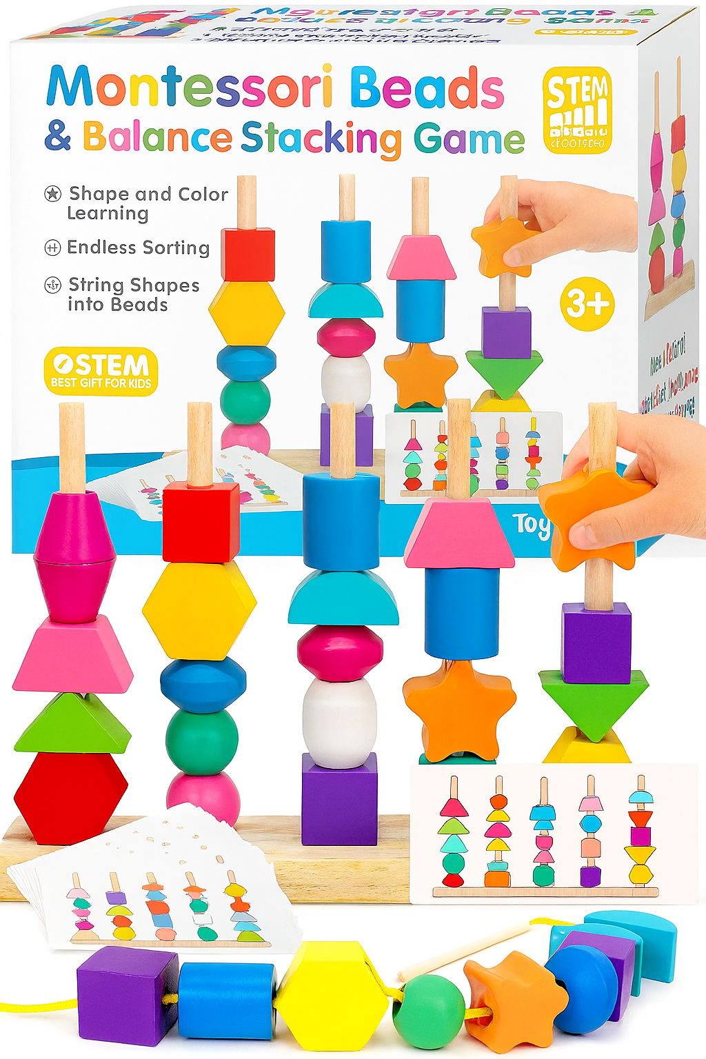 Montessori Beads & Balance Stacking Game