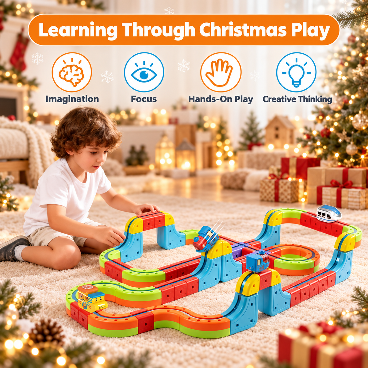 Montessori Christmas Express Magnetic Train Set - Project Montessori