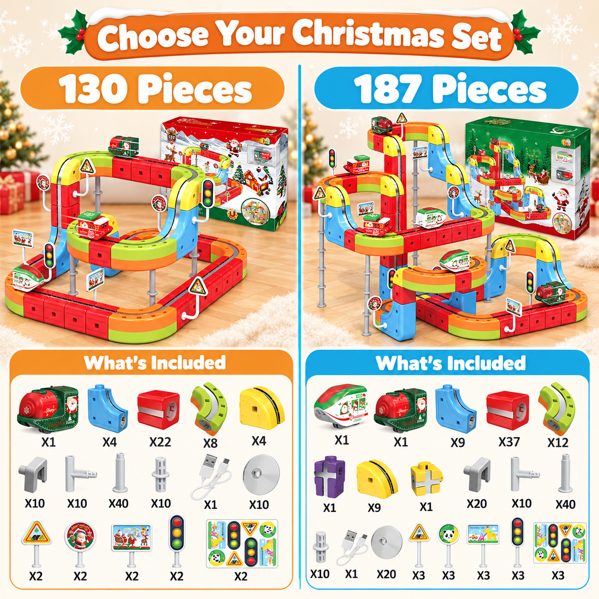 Montessori Christmas Express Magnetic Train Set - Project Montessori