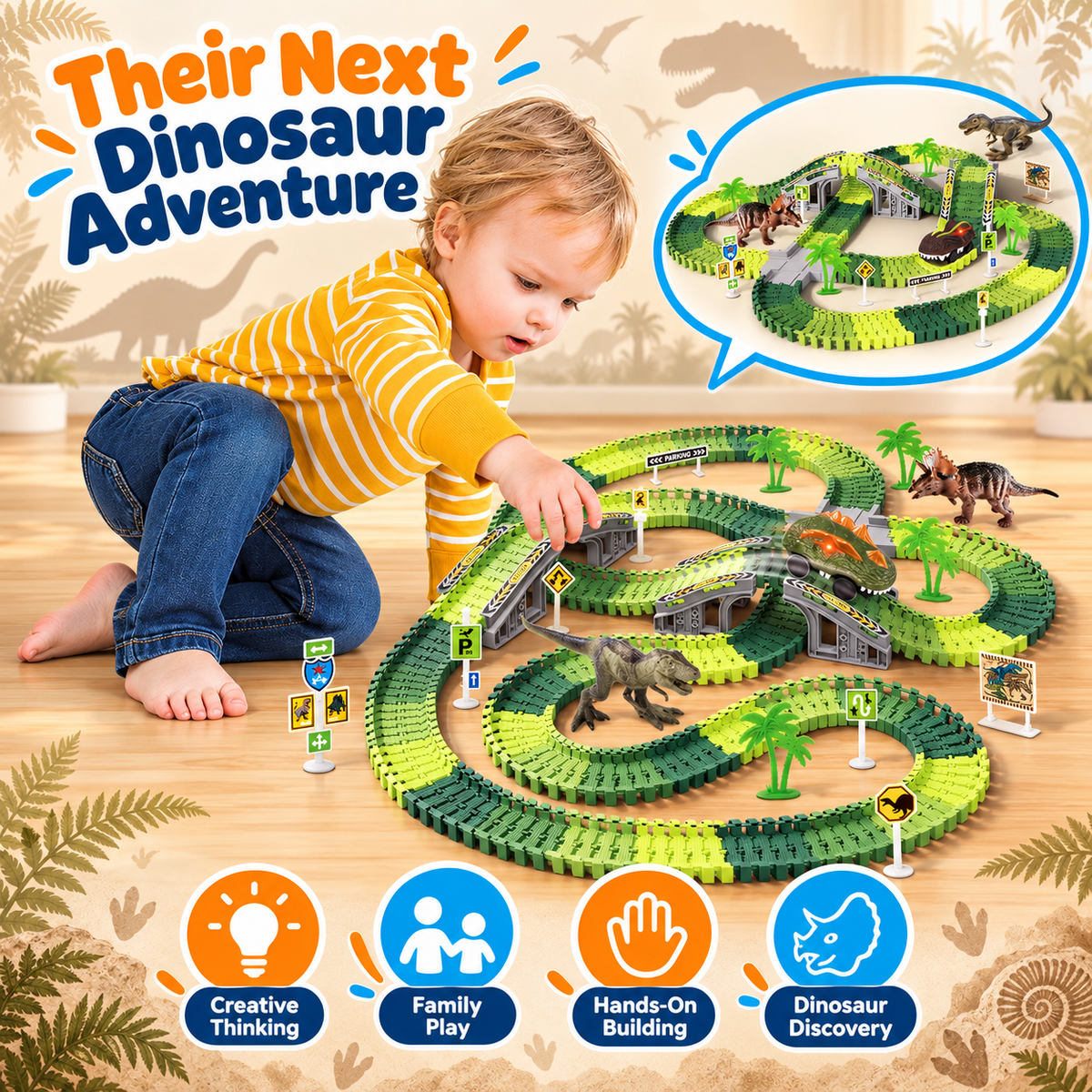 Montessori Dino World Race Track - Project Montessori